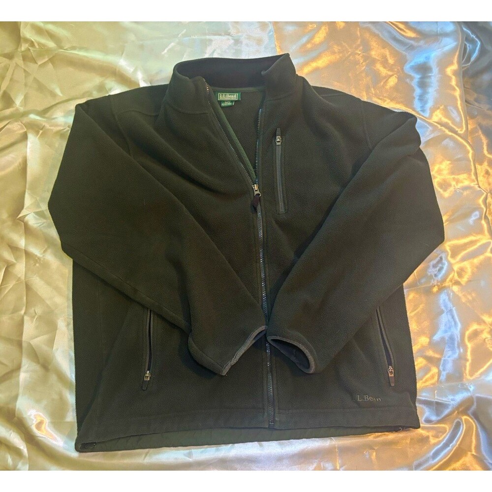 Vintage L.L. Bean Fleece Jacket Men's Size M Green Full Zip Warm Outdoor